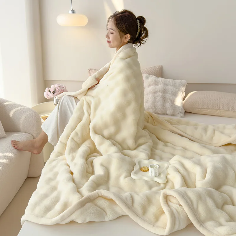 

Modern Lightweight Luxurious A-class Mother Baby Grade Rabbit Fur Blanket Four Season Universal Solid Color Office Nap Blanket