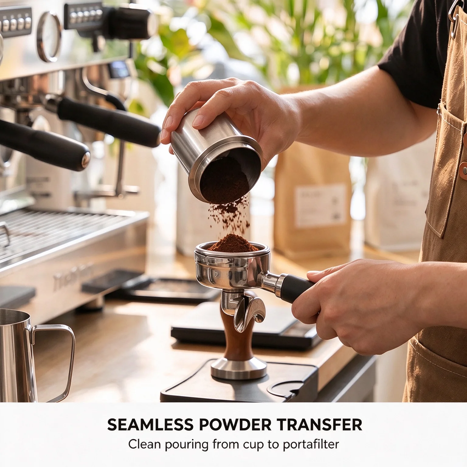304 Stainless Steel Coffee Dosing Cup 58mm Universal Espresso Portafilter Powder Cup Sniffing Mug Hand-brewed Coffee Grinder Dos