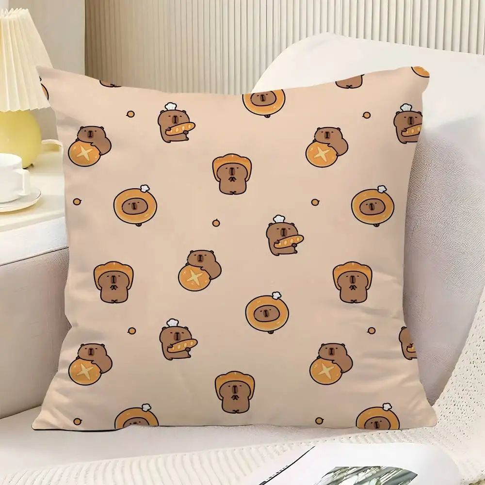 Cute Capybara Throw Pillow Cover Neutral Decor Cushion Cover Soft Sofa Couch Bed Home Decor Pillow Case