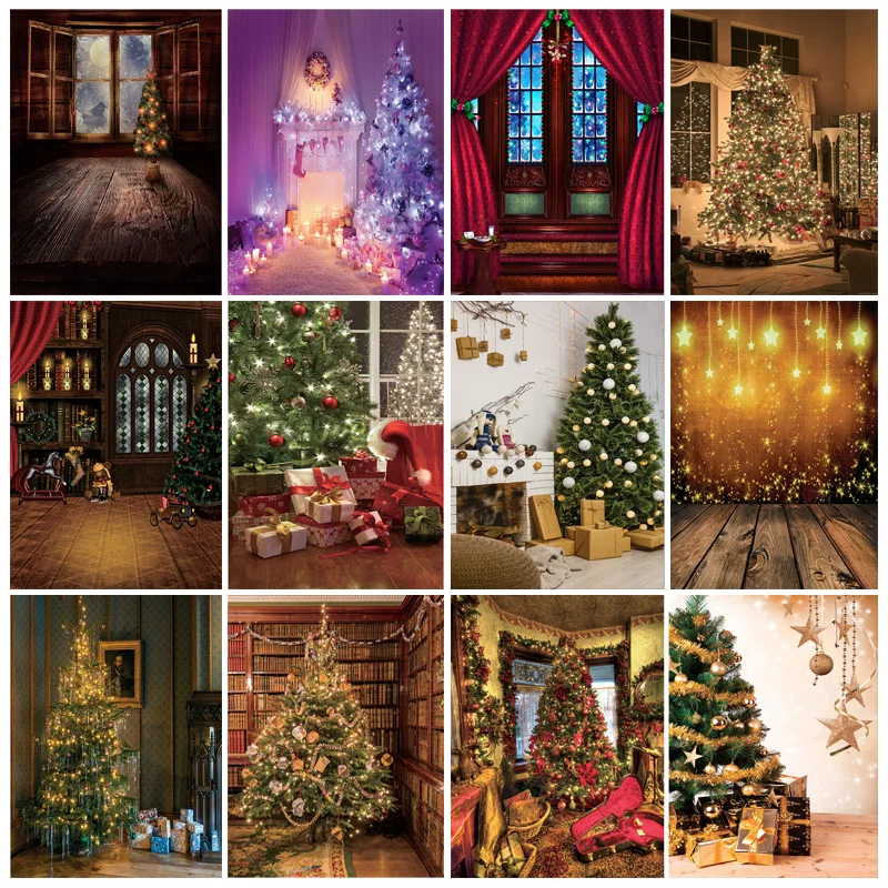 

Christmas Photography Backgrounds Fireplace Christmas Tree Gift Baby Newborn Portrait Photo Backdrop Photocall XLT-04