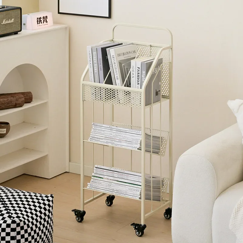 Mobile Multi-functional Storage Rack Office Magazine Rack with WheelsA Versatile Solution for Books and More Easy to Move