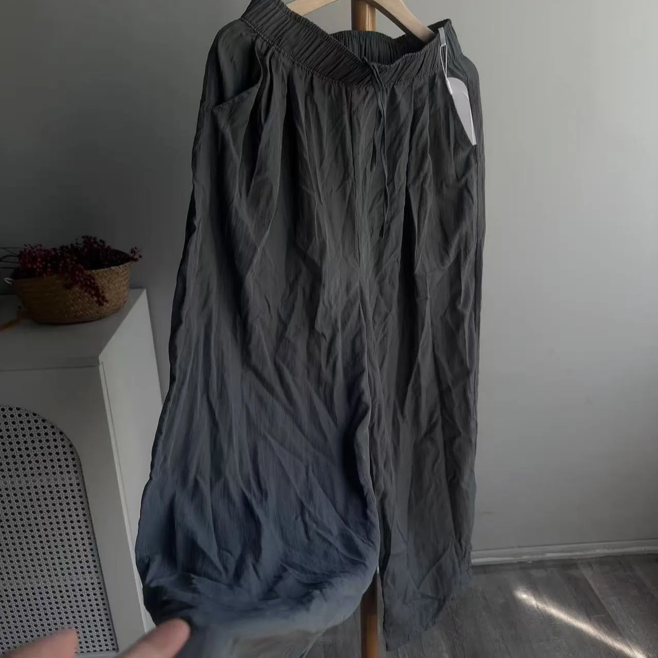 Pantalones largos de pierna ancha de verano, pantalones holgados de corte recto de cintura alta, pantalones casuales de pierna ancha de cintura alta