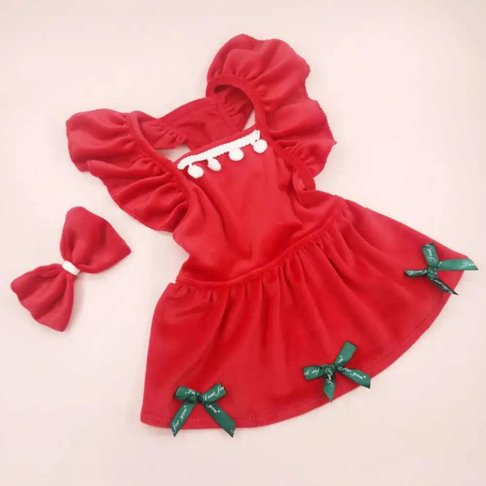 

High-quality Pet Dress Pet Skirt Elegant Christmas Pet Dress Set with Skirt Bow Headdress Princess Costume for Dogs Cats Festive