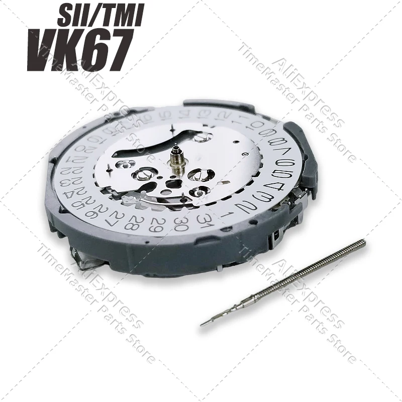 Movimiento japonés VK67, movimiento de cuarzo VK67A, 6 manecillas, fecha en 3 6/9/12, accesorios de movimiento de segundo pequeño