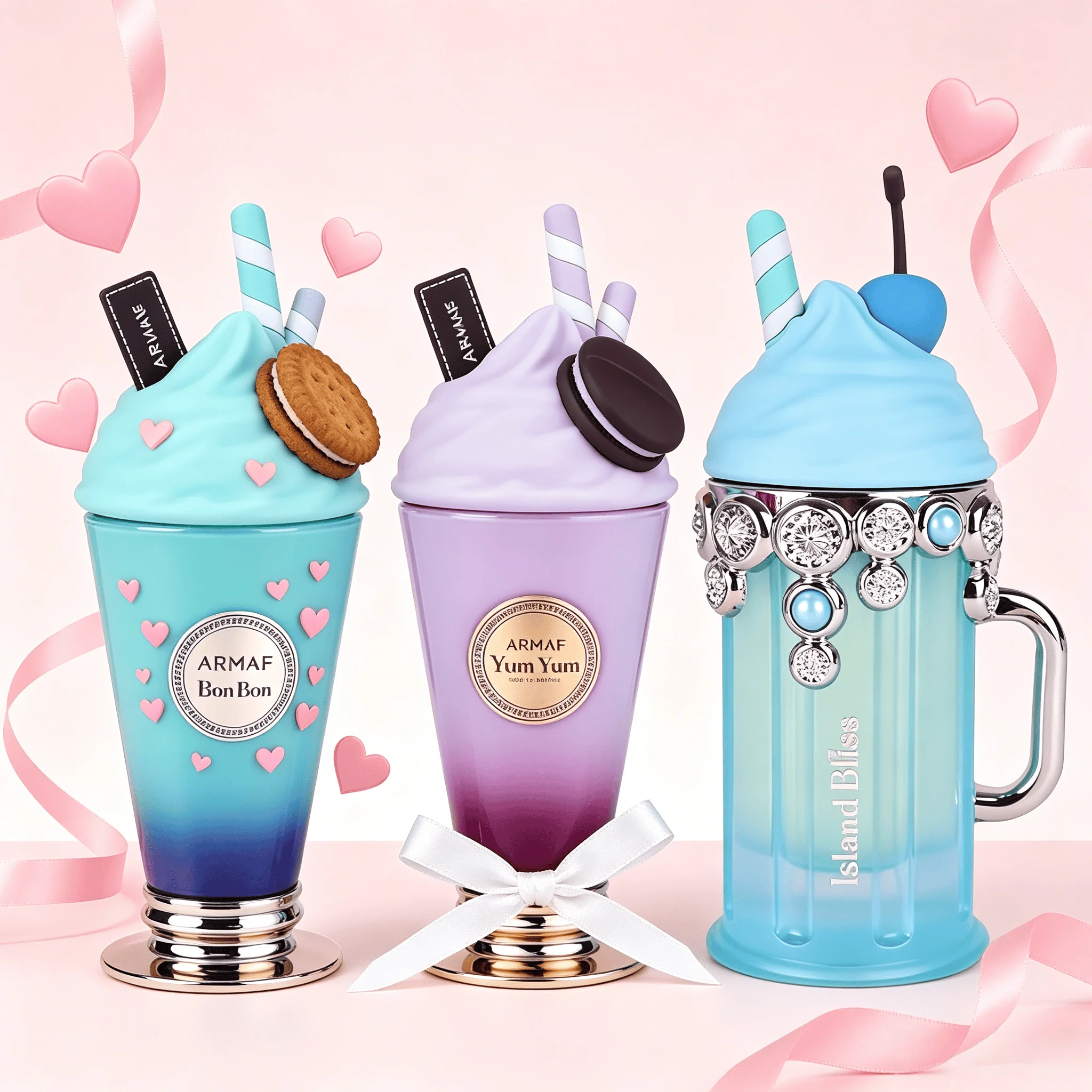 Armaf Bon Bon and Island Bliss and Yum Yum Eau De Parfum 3.4Oz/100Ml, Sweet Gourmand Scent, Ultra Long Lasting Luxury Perfume, Romantic Elegant & Alluring Aroma for Women