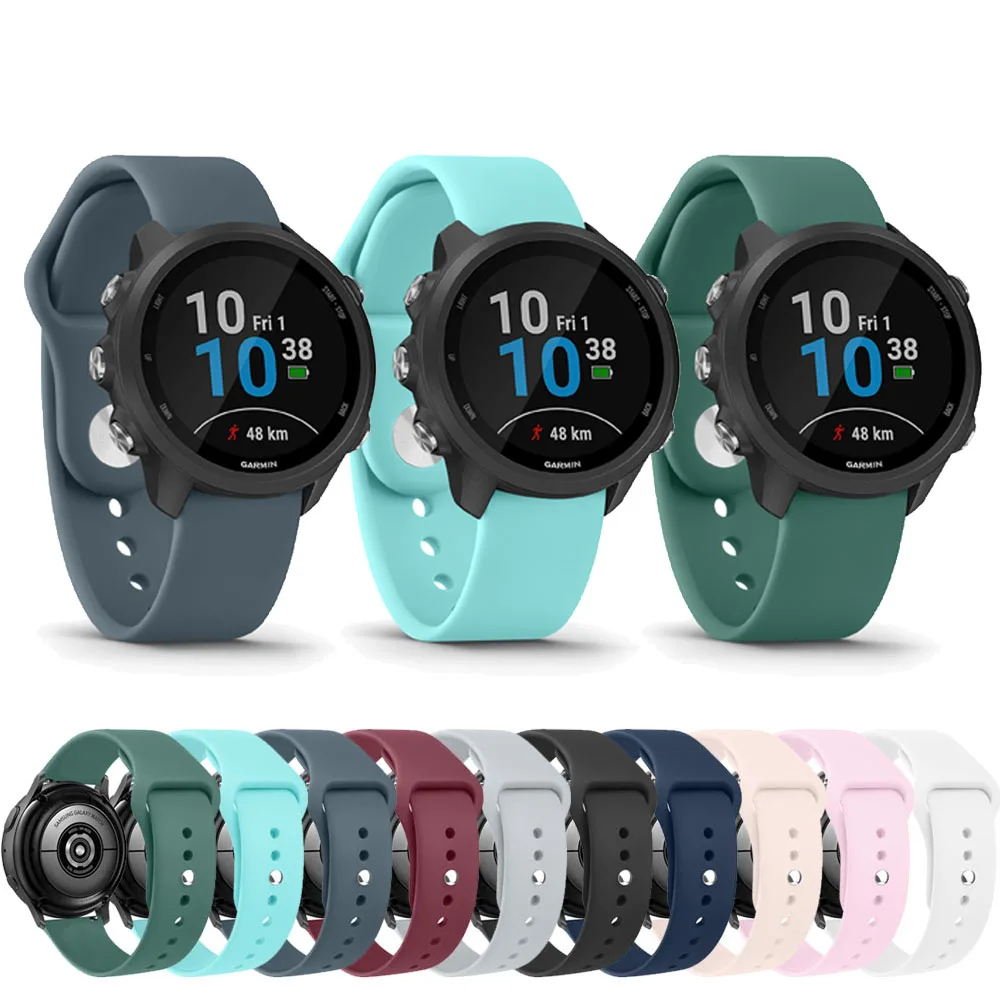 20mm 22mm Silicone Band For Garmin Forerunner 55 158 245 265 music/Vivoactive 3 4/Venu 2 Plus/Venu Sq/Vivomove 3 Strap Bracelet