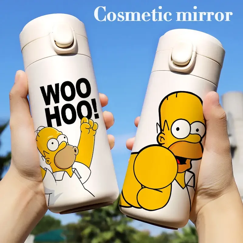 420ML The Simpsons Insulated Cup Cute Cartoon Large Capacity Compact Light Portable Water Cup Fashionable Stainless Steel Kettle