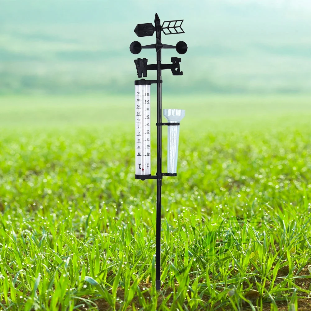 3 in 1 Weather Station Measurer Outdoor Garden Thermometer Rain Gauge Wind Indicator Garden Station Rain Gauges Weather Station