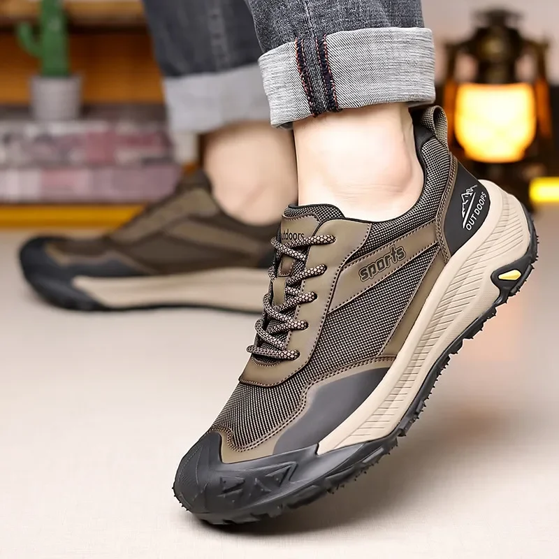 

Lace Up Flat Sole Hike Up Hiking Boots Rock Sneakers Men's Shoes Large Sizes Sports Womenshoes New Year's Teniis