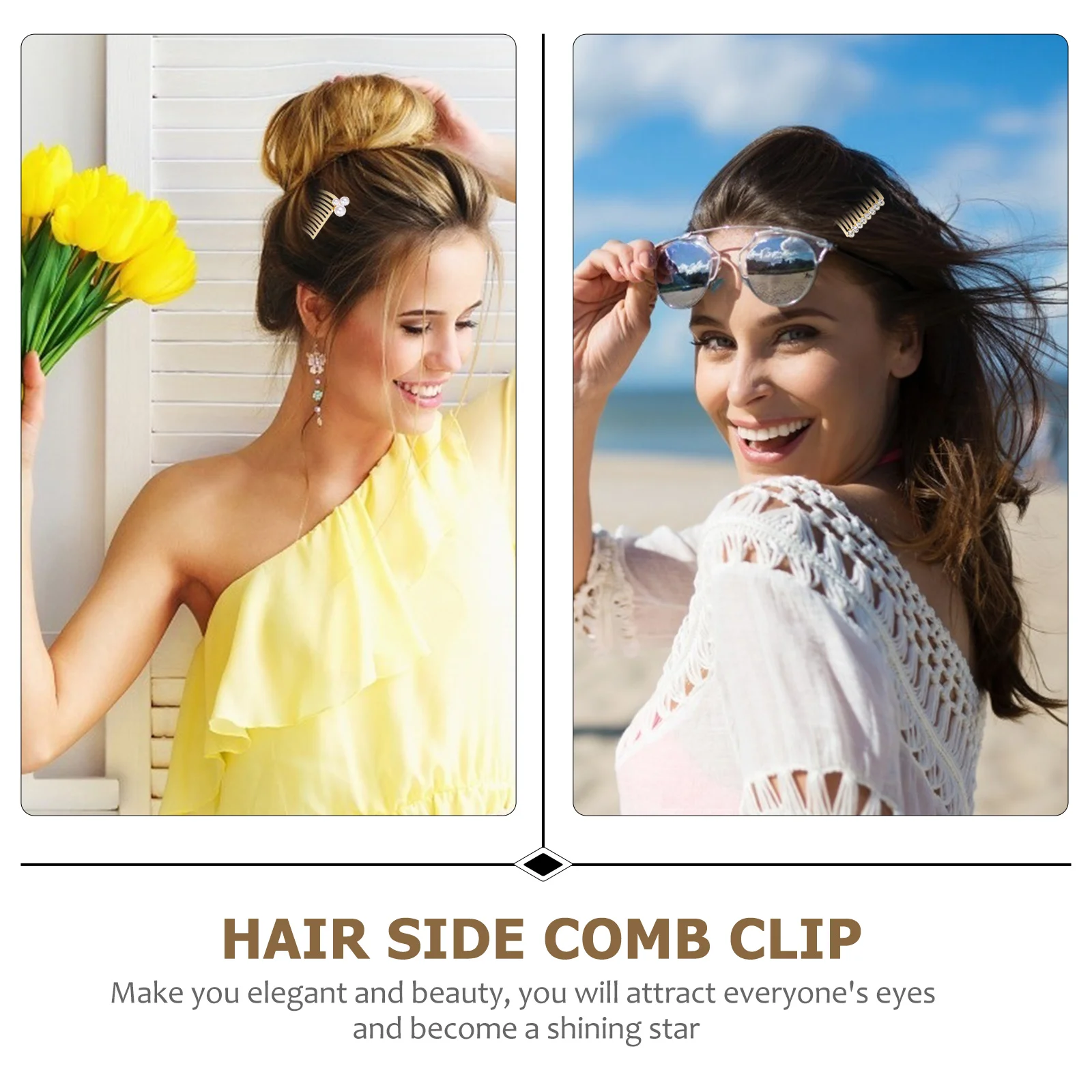 

4PCS Pearl Combs Metal Hairdressing Comb Clip Smooth Grip Prevent Breakage Easy Hair Side Comb Clip Detangle Hair Types