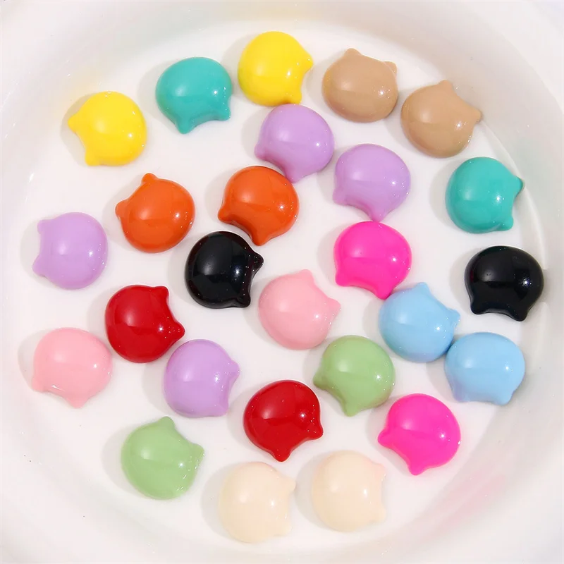 Wholesale 100pcs/lot 15mm color print cartoon cats heads shape resin cabochon beads diy jewelry accessory