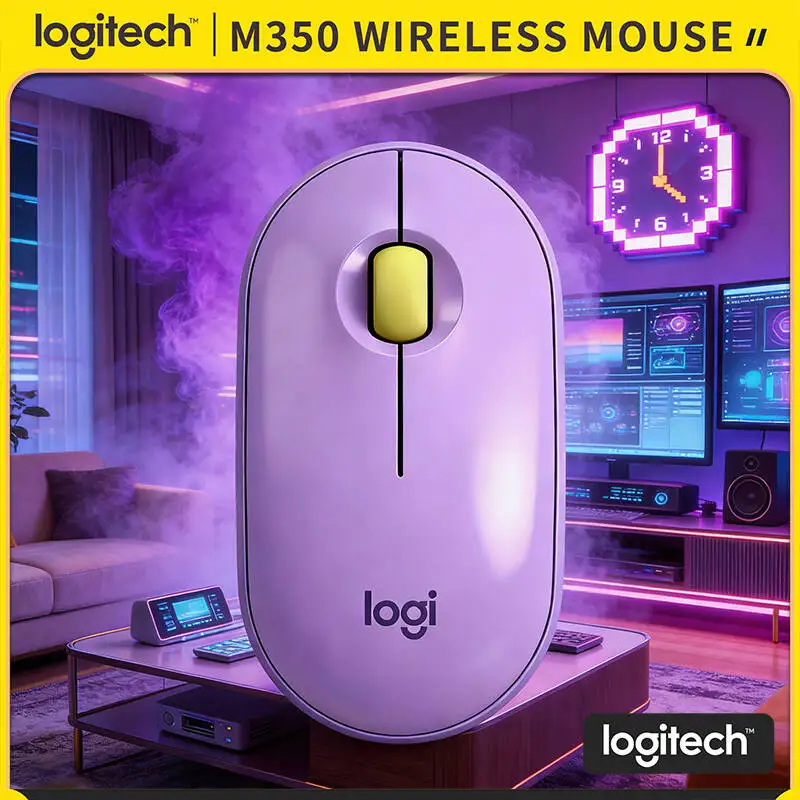 

Logitech M350 Pebble Office Mouse - Light Build, Silent Scroll, Bluetooth & USB, 10m Range, Ideal for Long Work Sessions