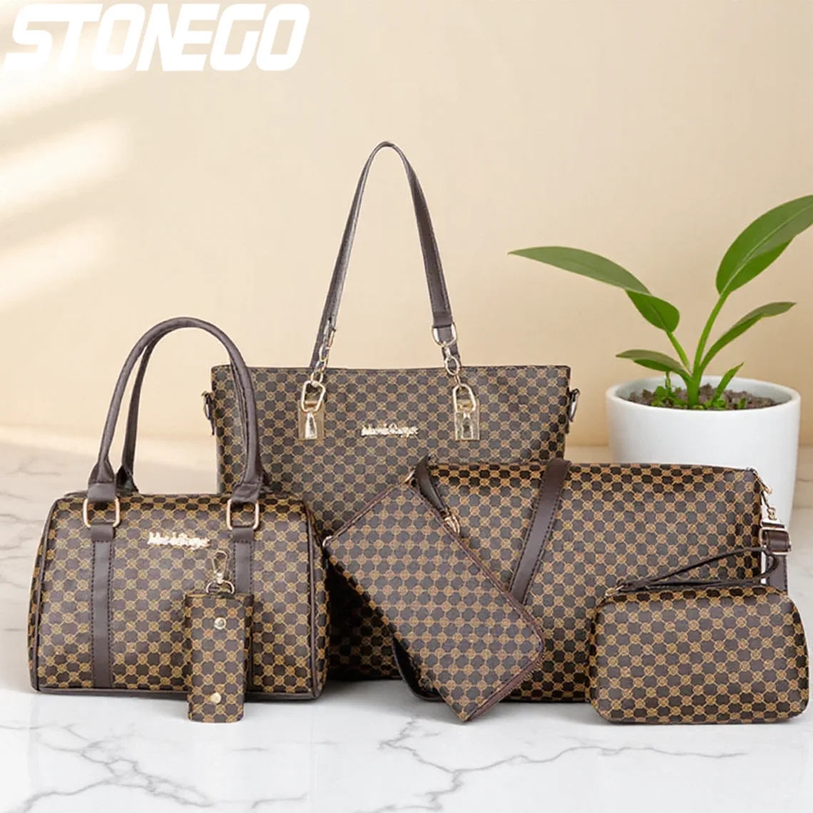 

6PCS Large Capacity Tote Bags Set Women Stylish Minimalist Floral Print Shoulder Crossbody Bags Fashion Handbags for Women