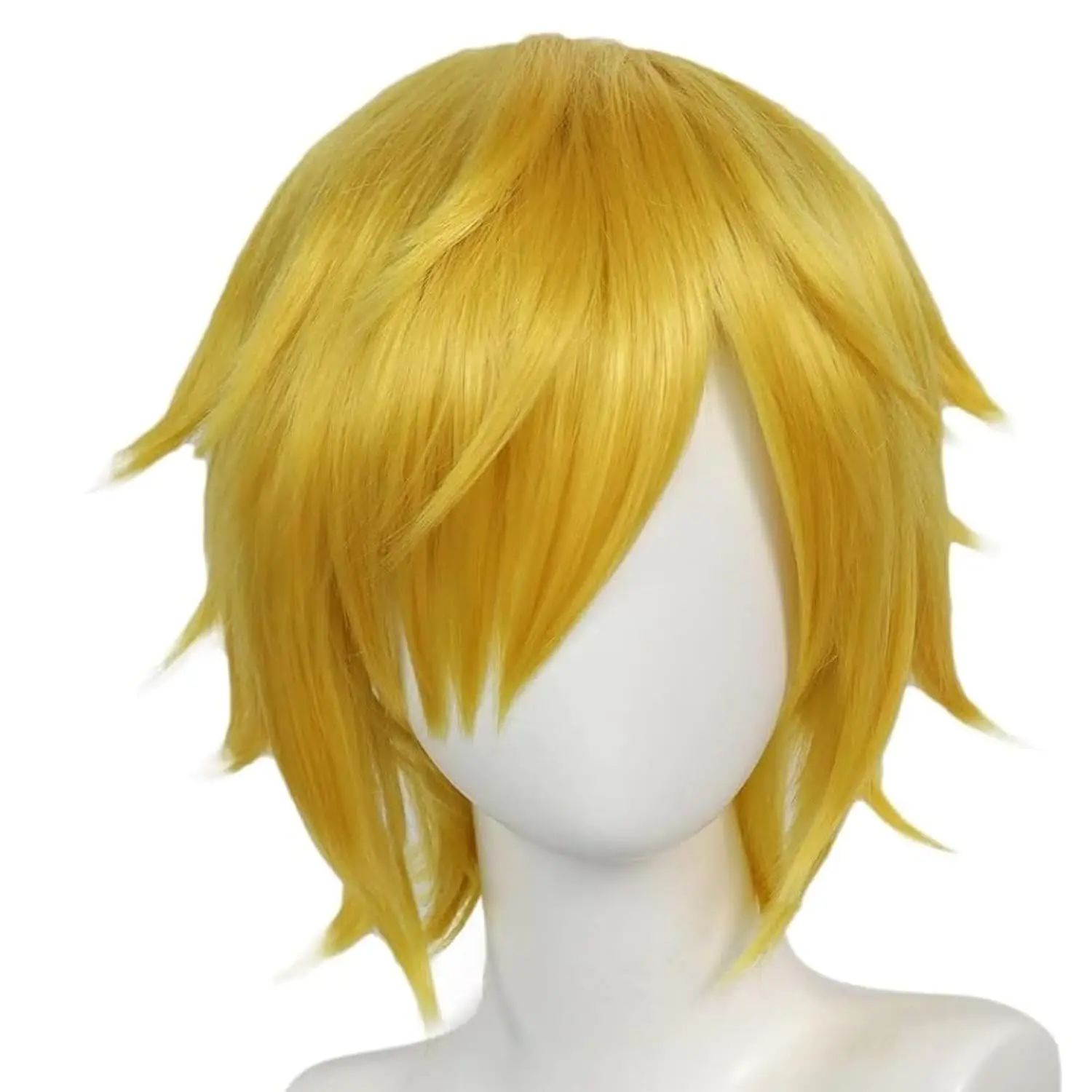 Cosplay Wig Sanji Wig Short Golden Yellow Synthetic Wigs for Anime Cosplay Halloween Costume Party