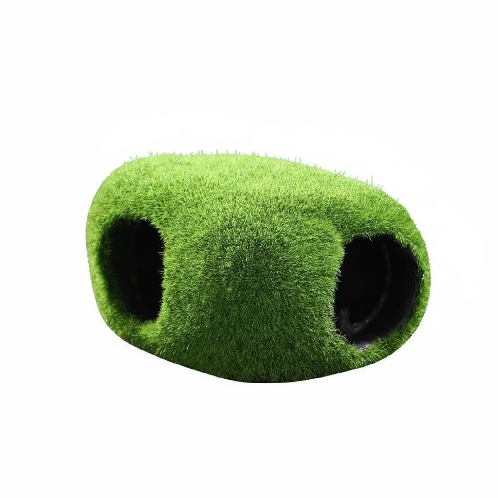 Realistic Green Flocking Aquarium Moss Sculpture Resin Head Cave Fish Shelter Decoration for Aquatic Terrariums