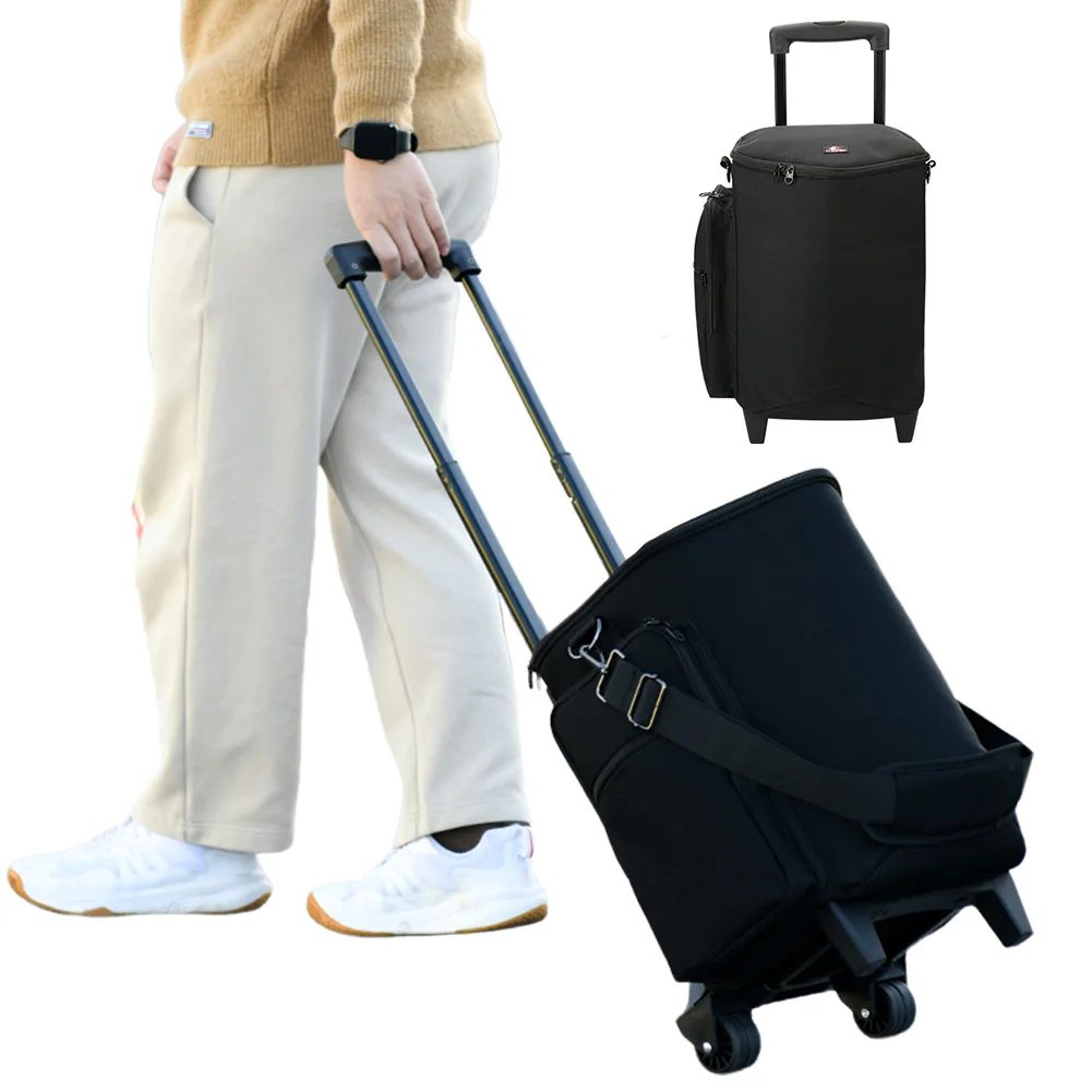 Rolling Speaker Bag with Retractable Handle Protective Speaker Case Carrying Case for Bose S1 Pro / S1 Pro+ Portable BT Speaker