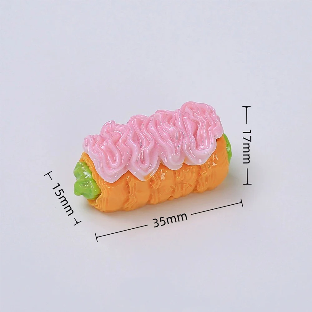 10PCS Creamy Long Bread Series Miniature Flat Back Resin Cabochons For Hairpin Scrapbooking DIY Home Decor Craft Accessories