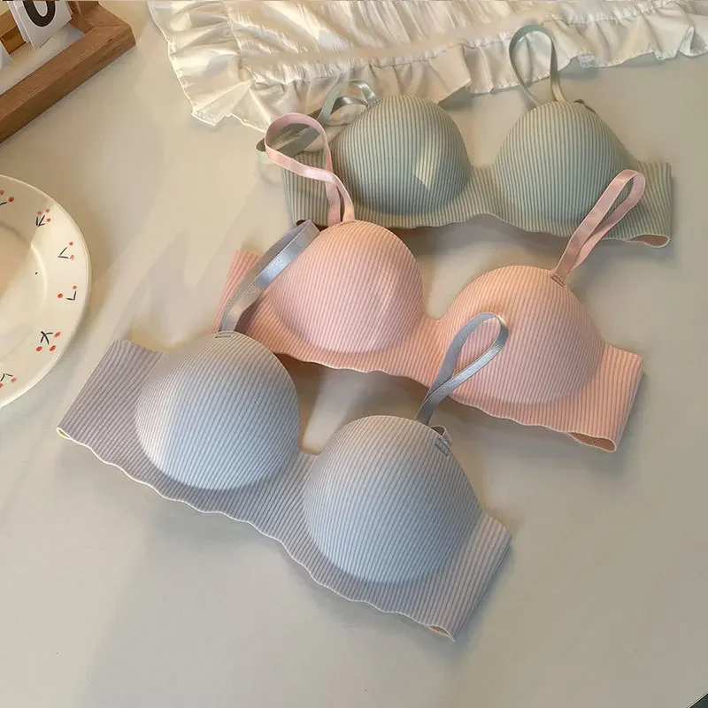 Fashion Seamless Half Cup Cloud Nude Underwear Women  Small Breast Gathering Support Anti-Sagging Soft Wireless Bra