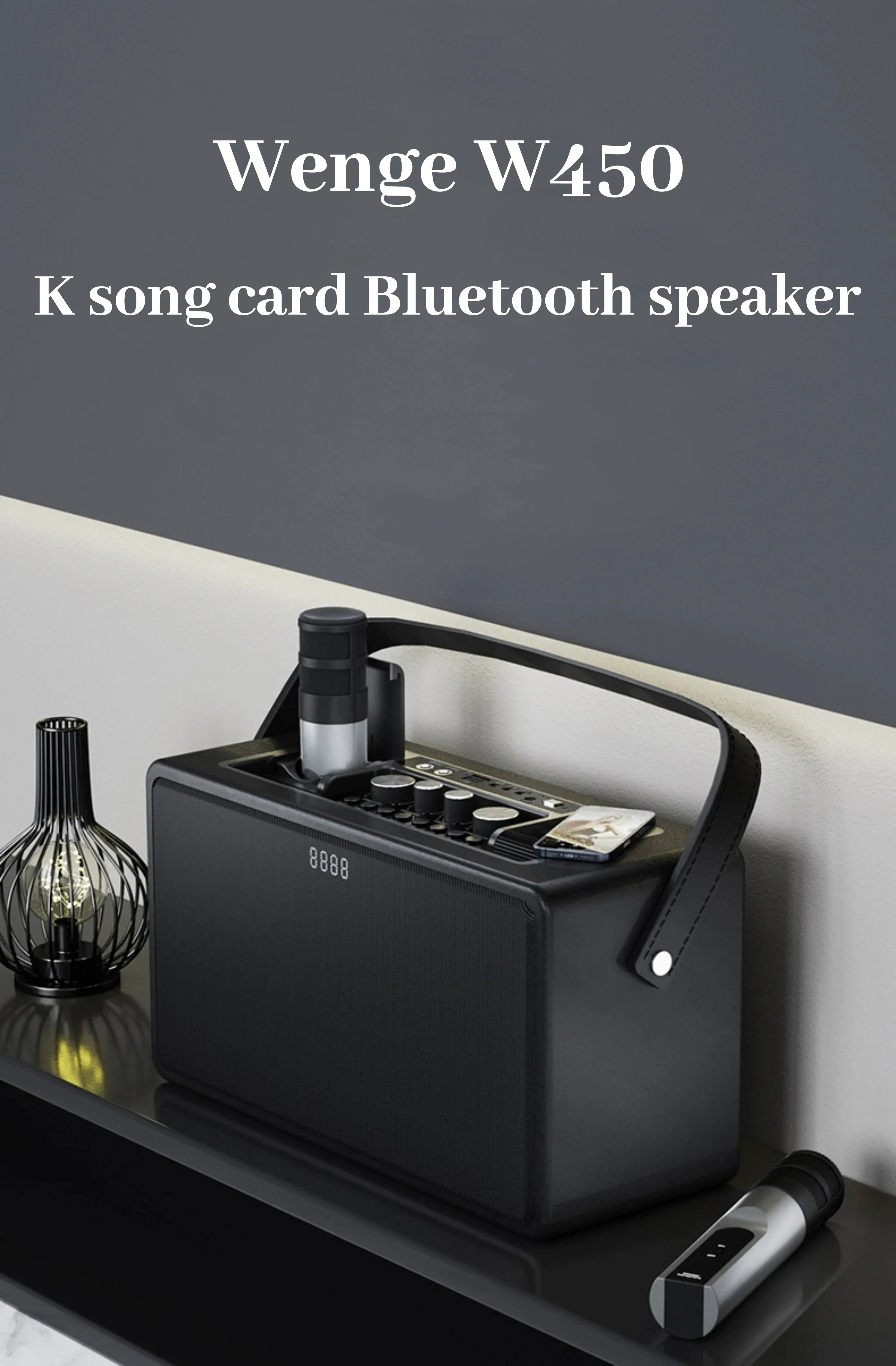 W450 Portable karaoke speaker Bluetooth , can be plugged into a USB TF card, and has audio input and output ports