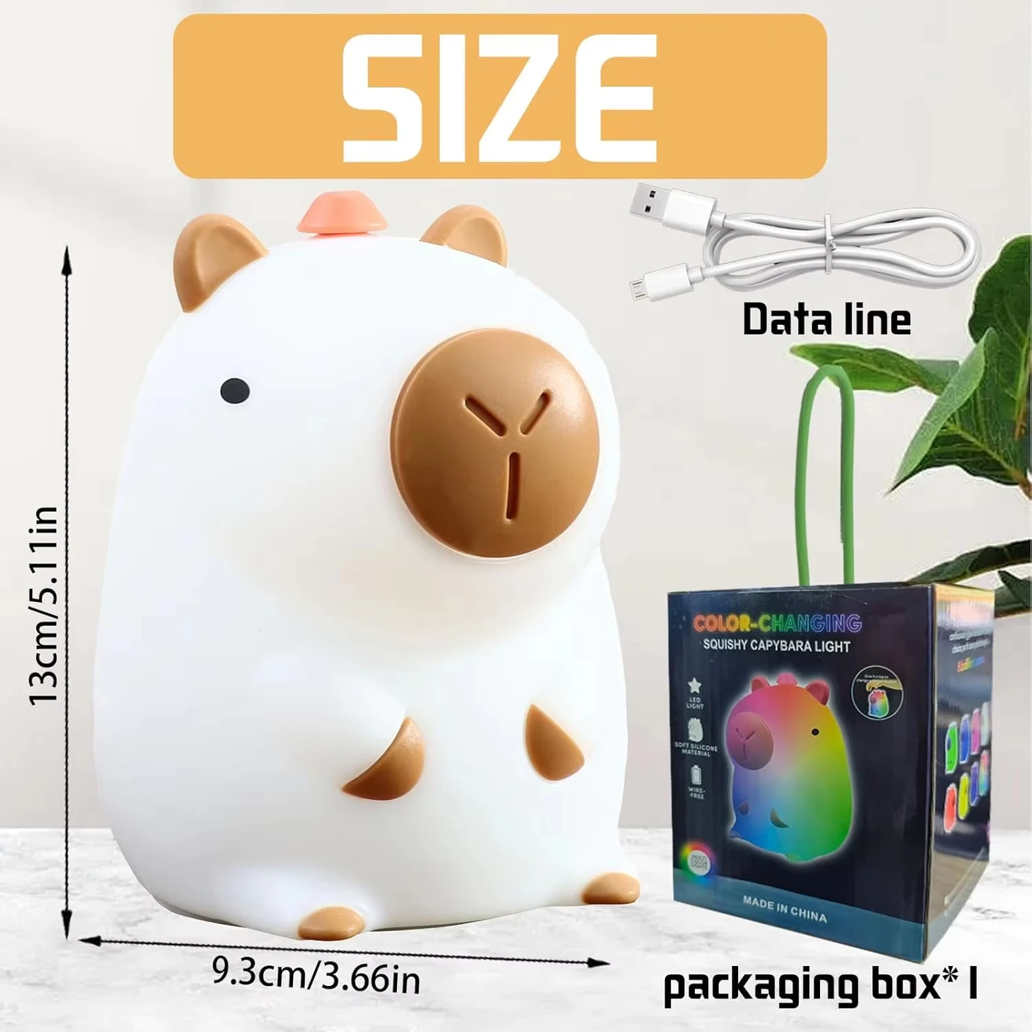 Mignon Capybara LED veilleuse 7 couleurs tactile dessin animé Silicone chevet lampe de sommeil pour enfants cadeau d'anniversaire pour chambre d'enfants