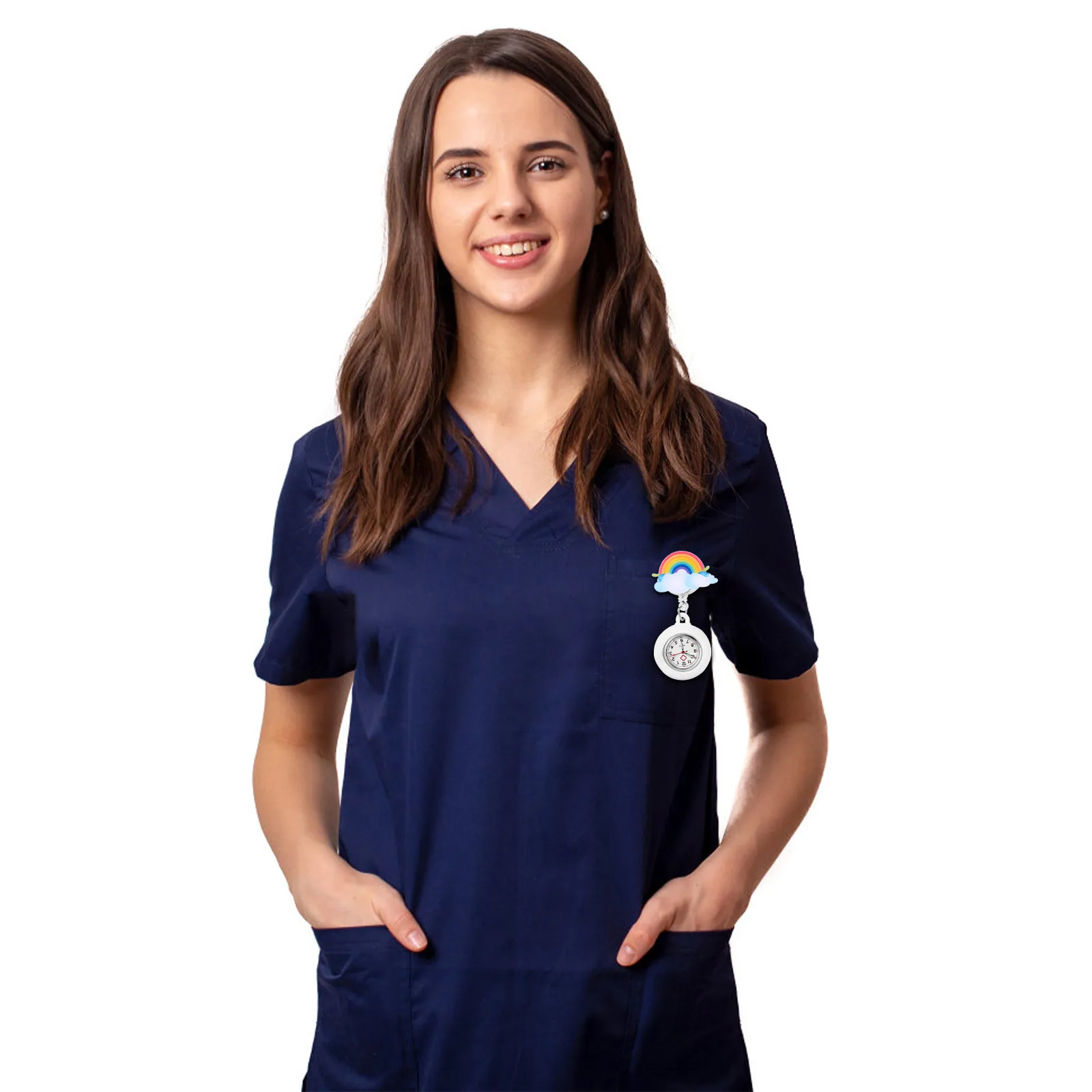 Retractable Clip-on Nurse Watch Pocket Glowing Zinc Alloy Silicone Clip for Doctors Nurses Field Use