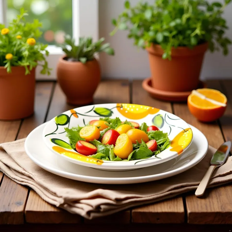 Ceramic Plates Set of 4 8 Inch Handmade in Spain Medium Dinner Plates for Serving Pasta Side Dishes Salad Appetizer and Dessert