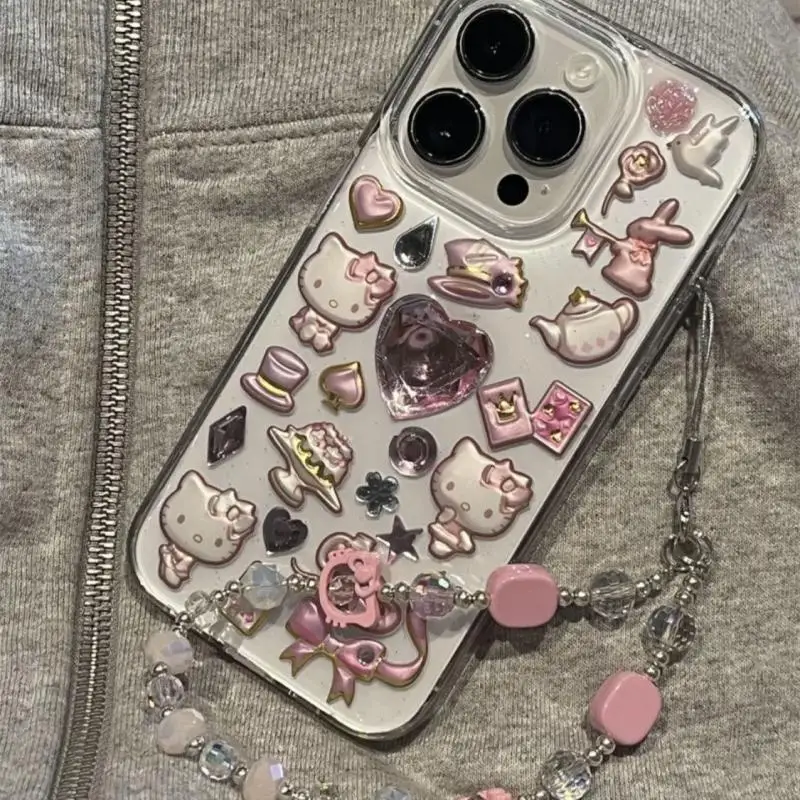 

Kawaii Sanrio Anime Phone Case Cute Hello Kitty Cartoon Apply To Iphone15 Fall Prevention All Inclusive Soft Shell Gift for Girl