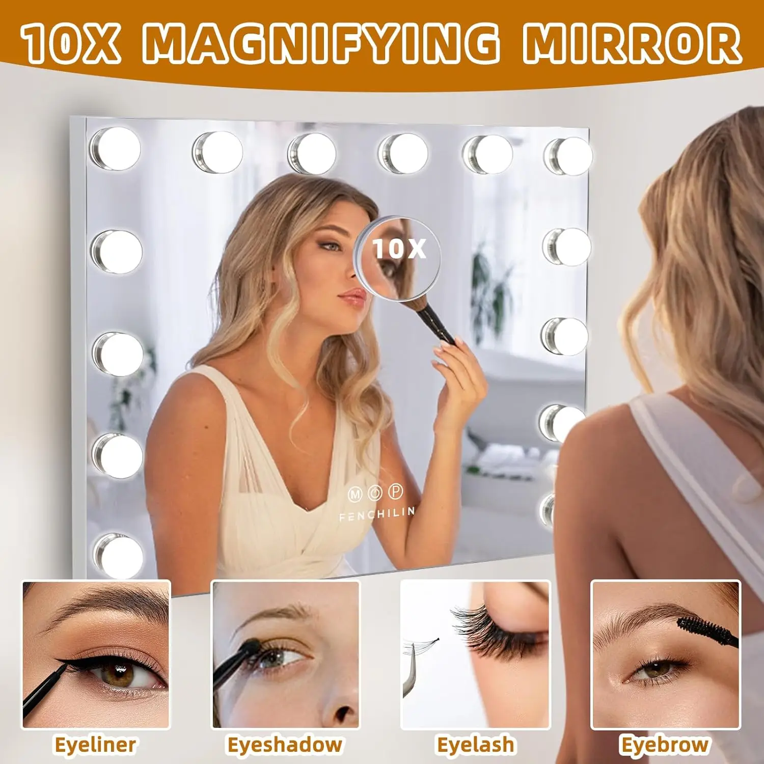 Vanity Mirror with Lights Hollywood Lighted Makeup Mirror with 14 Dimmable LED Bulbs with 3 Colors Modes for Dressing