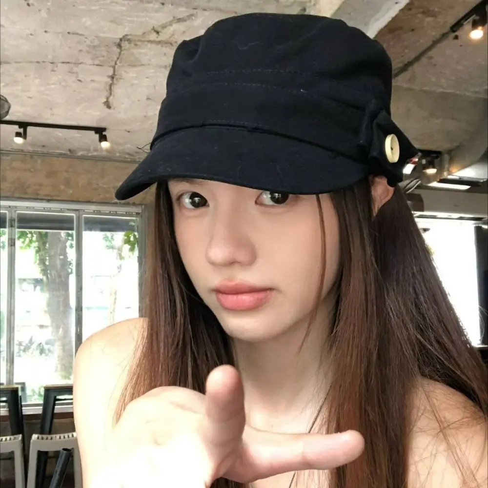 

Fashion Cloth Flat Cap Cotton Button Equestrian Hat Newsboy Cap Korean Style Retro Painter Hat Girl