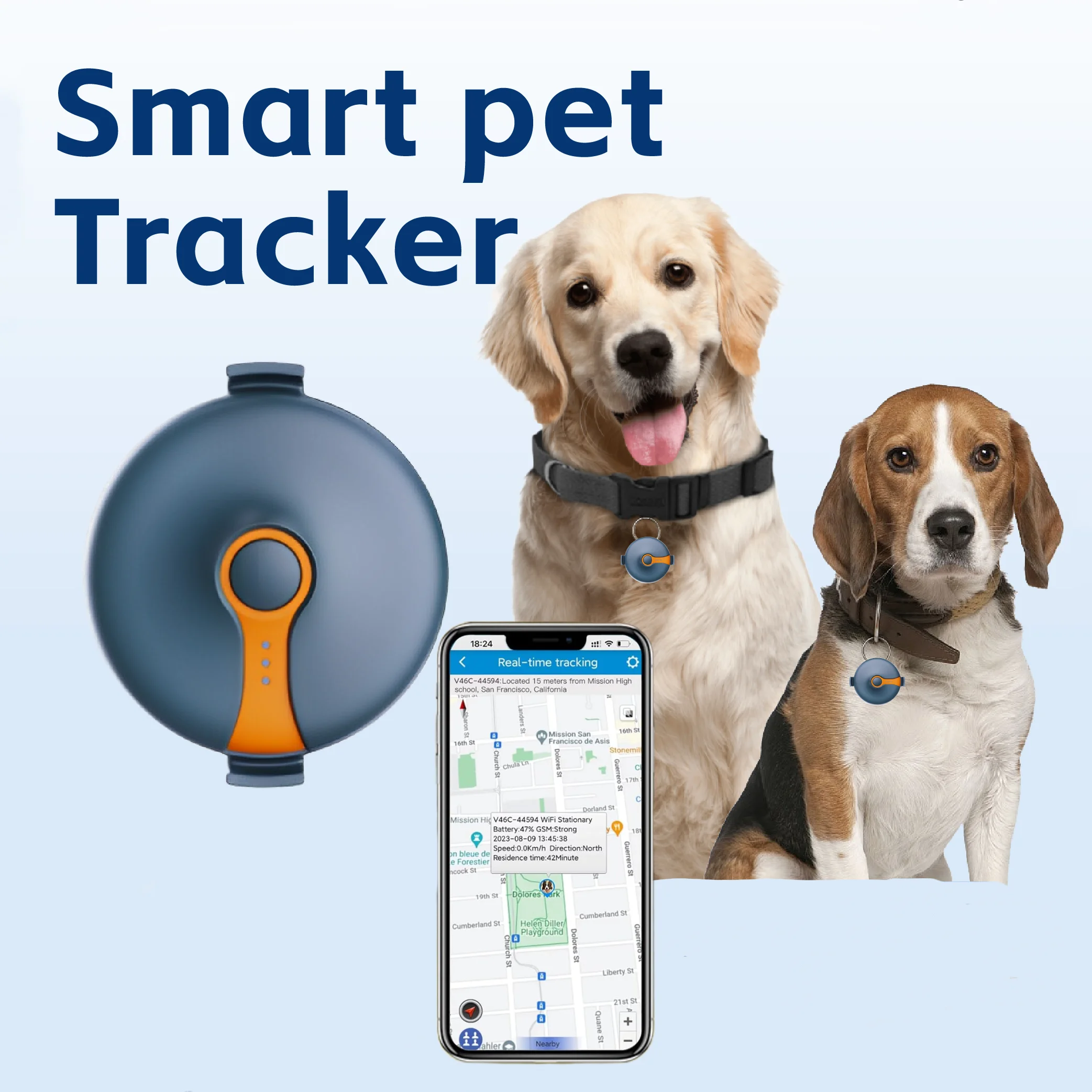 Real-Time 4G GPS Pet Tracker for Dogs IP67 Waterproof GPS Location Smart Activity Tracker Unlimited Range Smart Pet Tracker