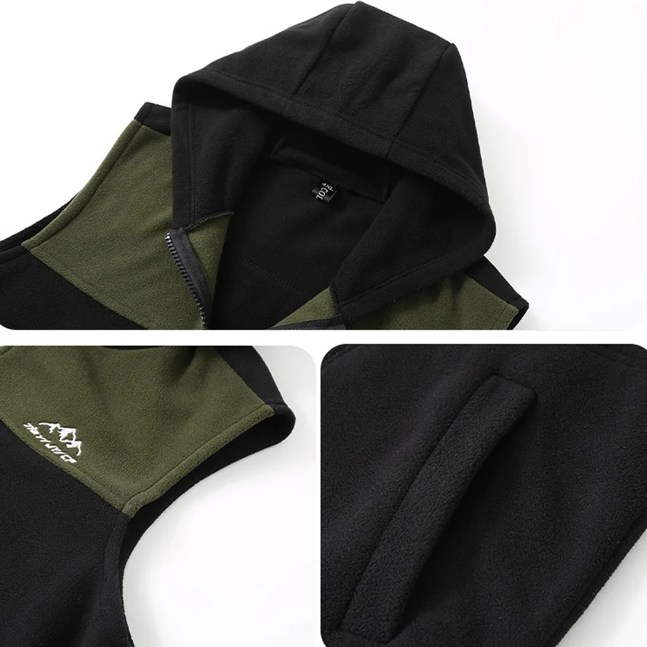 Winter Polar Fleece Vest Men 12XL Plus Size Patchwork Vests Winter Thick Warm Vests Male Fashion Sleeveless Jacket Big Size 12XL