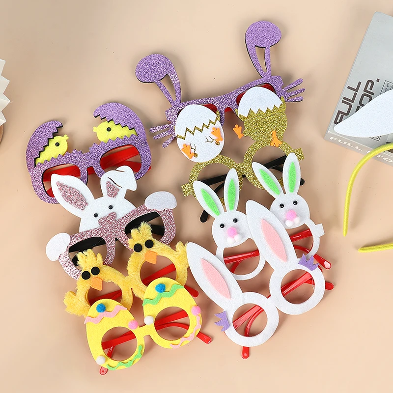 Happy Easter Decorative Glasses Bunny Ear Headband Eggs Cute Rabbit Chick Party Photo Props Kids Favor Easter Gifts For Children