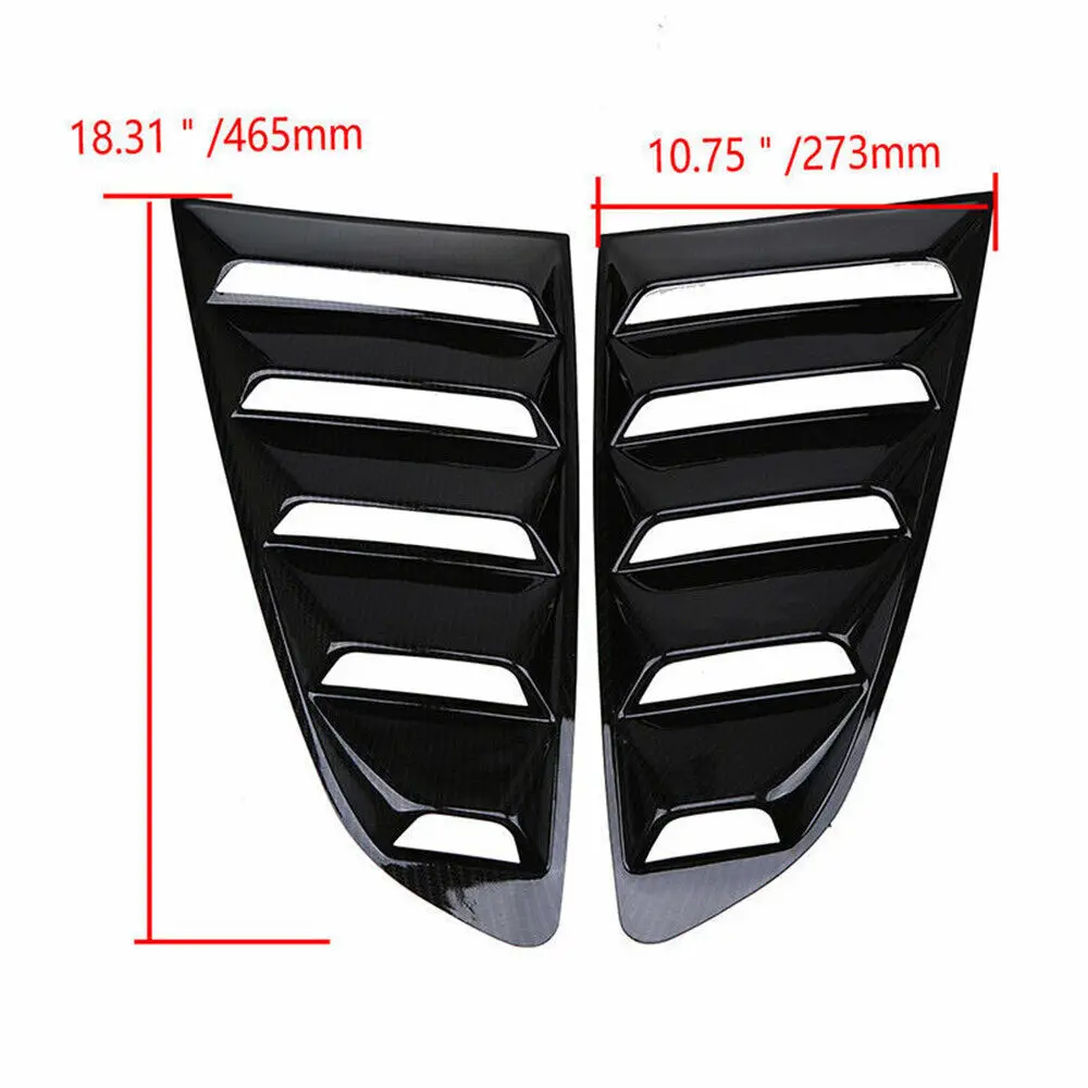 For Ford Mustang 2015-2020 Car Rear Louver Window Side Shutter Cover Trim Sticker Vent Scoop ABS Carbon Fiber Black Accessories