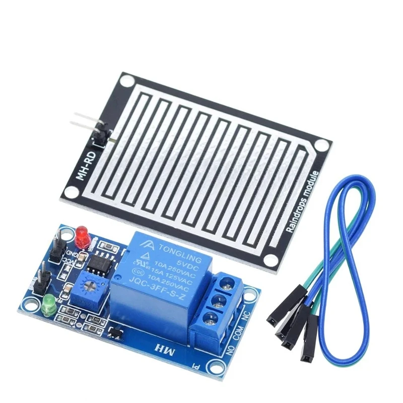 Chuva Sensor Control Switch Module, Umidade Relé Módulo com Delay, Raindrop Sensor em 5V 12V