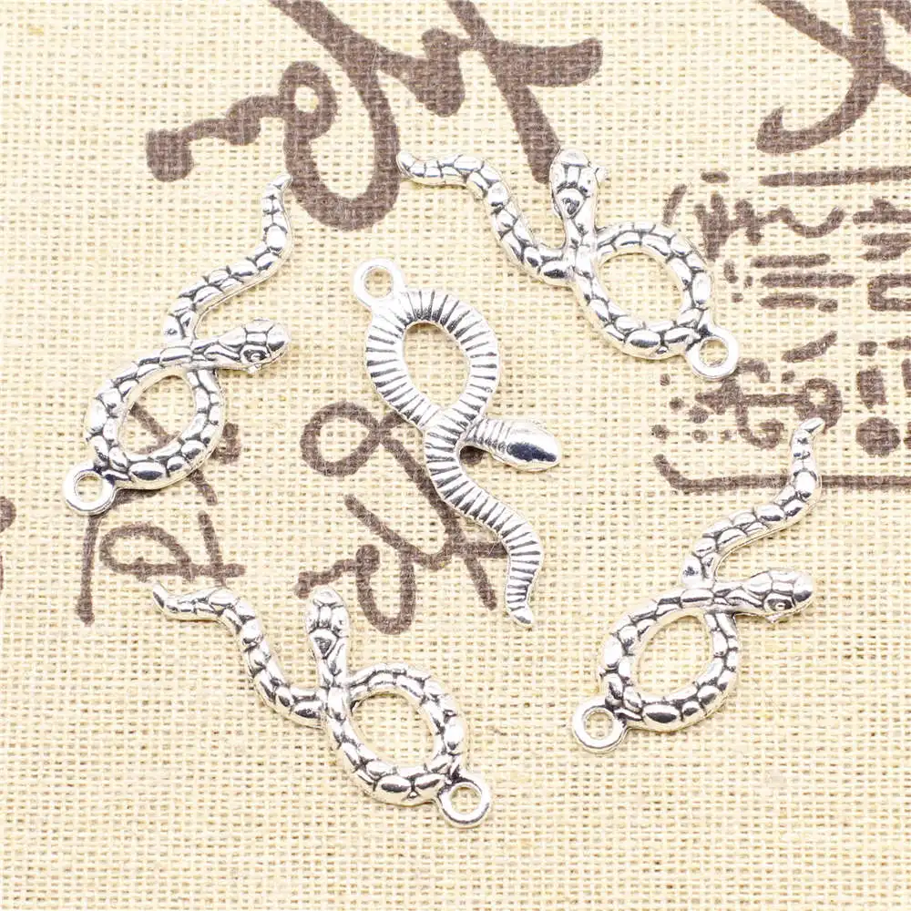 Cute Jewelry Home Decor Crafts Charms Snakes Antique Silver Color Pendant Diy 11x35mm 5pcs