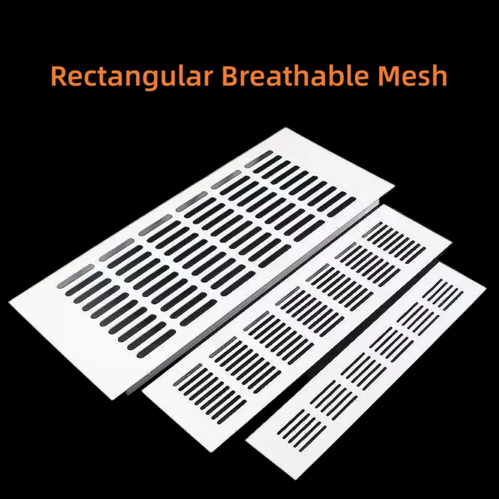 1Pcs White Aluminum Alloy Rectangular Air Vent Covers, 100mm Width Breathable Mesh Grilles 100-800mm Length for Cabinets