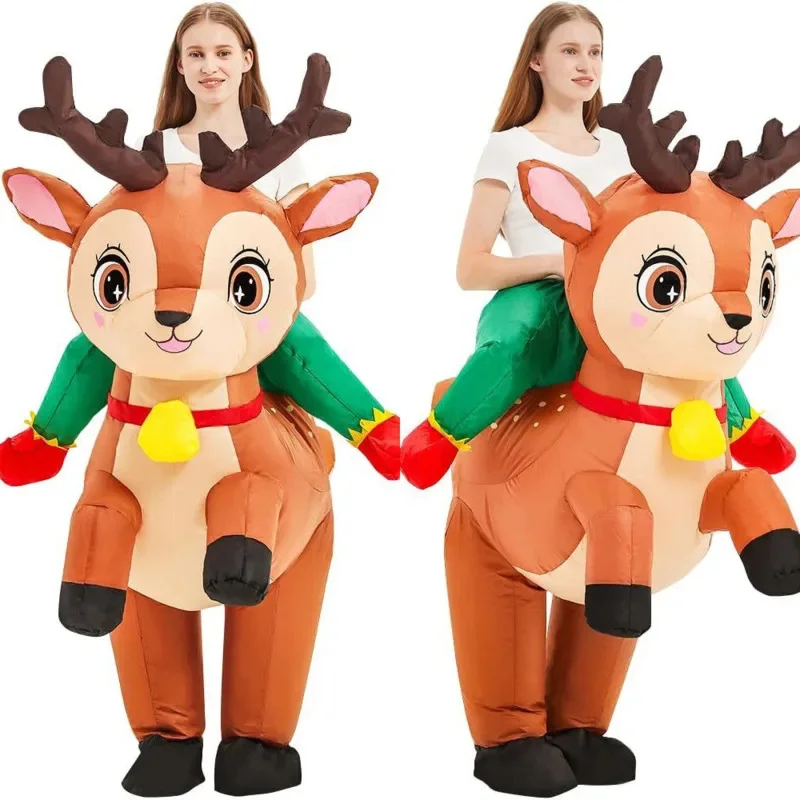 Halloween 3D Reindeer Inflatable Costume Party Cycling Performance Christmas Costume Party Atmosphere Props Inflatable Costume