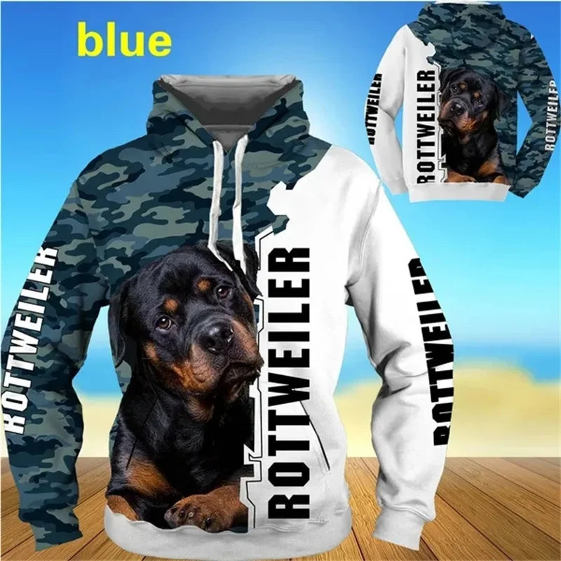 3d Print Animal Funny Rottweiler Dog Hoodies For Men Casual Pullovers Sweatshirt Loose Oversized Mens Hoodies Streetwear Tops