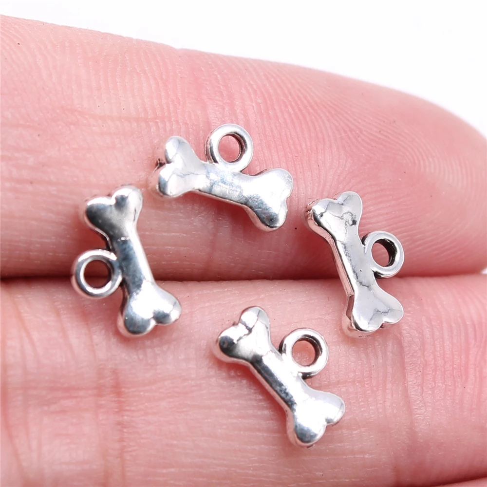 

500pcs Charms Wholesale 10x7mm Dog Bone Charms Wholesale DIY Jewelry Findings Antique Silver Color Alloy Charms