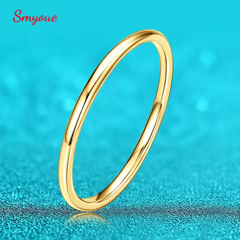 Smyoue Classic Pure S925 Sterling Silver Ring for Women Men Plated 18k Gold Fine Jewelry Fine Jewelry Wedding Band Wholesale