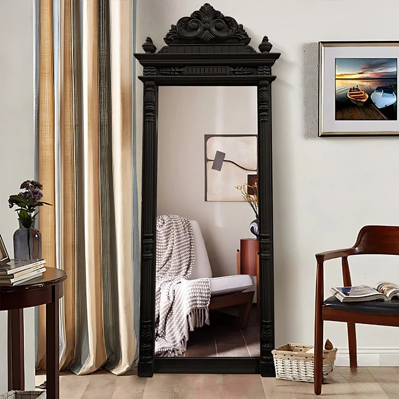 Hall Black Frame Mirror Universal Girls Floor Nordic Bedroom Wall Mirrors Full Body Gothic Apartment Espejos De Piso Home Decor