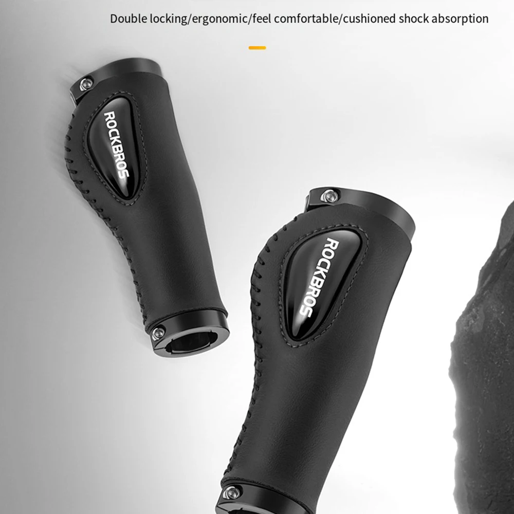 ROCKBROS Bilateral Locking Ergonomic Cycling Handlebar Rubber Anti-skid Shock-absorbing Soft MTB Bicycle Grips Bike Accessories