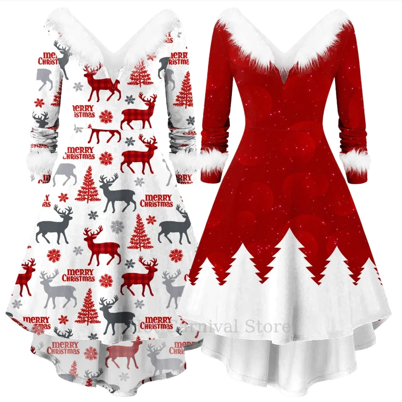 

2026 Christmas Dress Women Costumes Bodycon Elegant Vintage Cosplay Party Long Dresse for Female Clothing Sexy Big Skirt