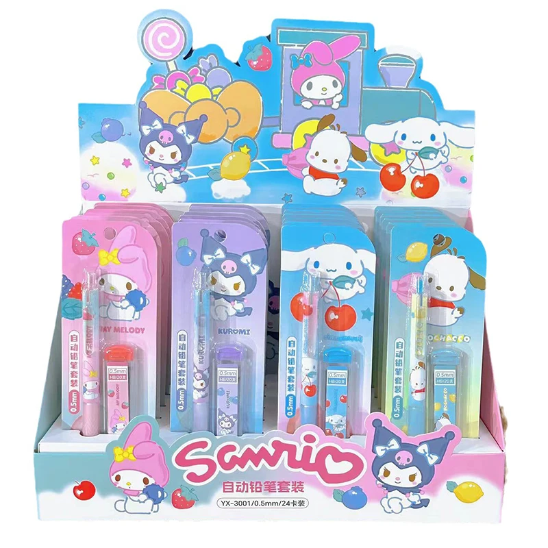 

Sanrio Mechanical Pencil Pencil Lead Set Cinnamoroll Melody Kuromi Pachacco Student Stationery Automatic Pencil School Supplies