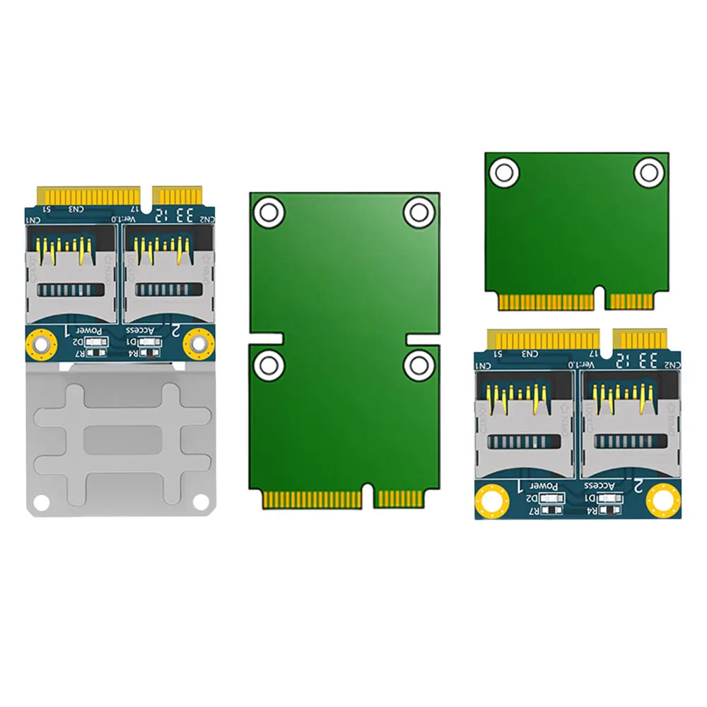 Dual TF Micro SD Card To Mini PCI-E Adapter with Half Bracket Mini PCI Express Adapter Card Memory Card Reader Adapter