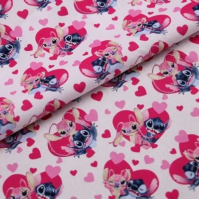 Width145cm Cartoon Stitch Christmas 100% Cotton Fabric Print for Tissue Sewing Quilting Needlework Material DIY Handmade