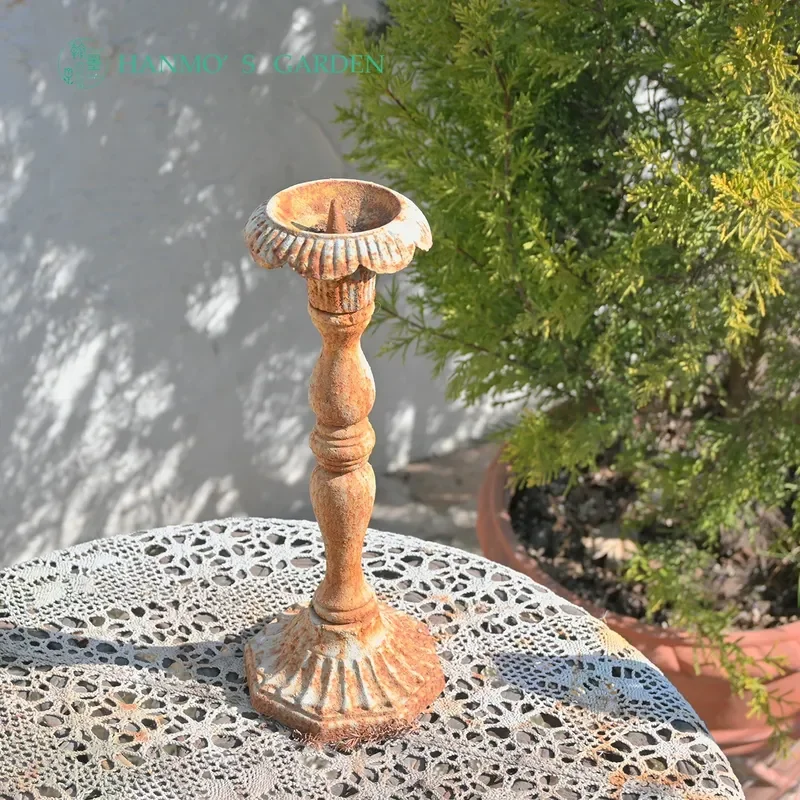 Gardens of Hanmo Cast Iron Flanged Candlesticks Vintage Style Home Decor Table Centerpiece for Wedding Party Dining Room