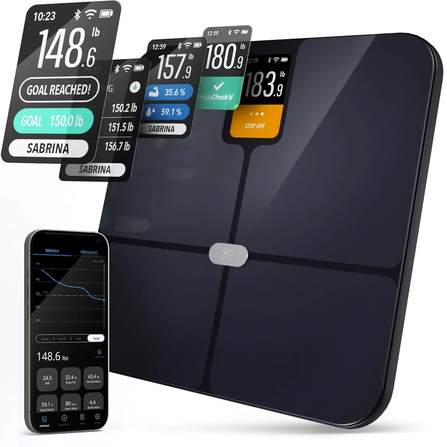 

Smart Scale for Weight Loss: Accurate Tracking with Wi-Fi & Bluetooth Sync, Goal Monitoring
