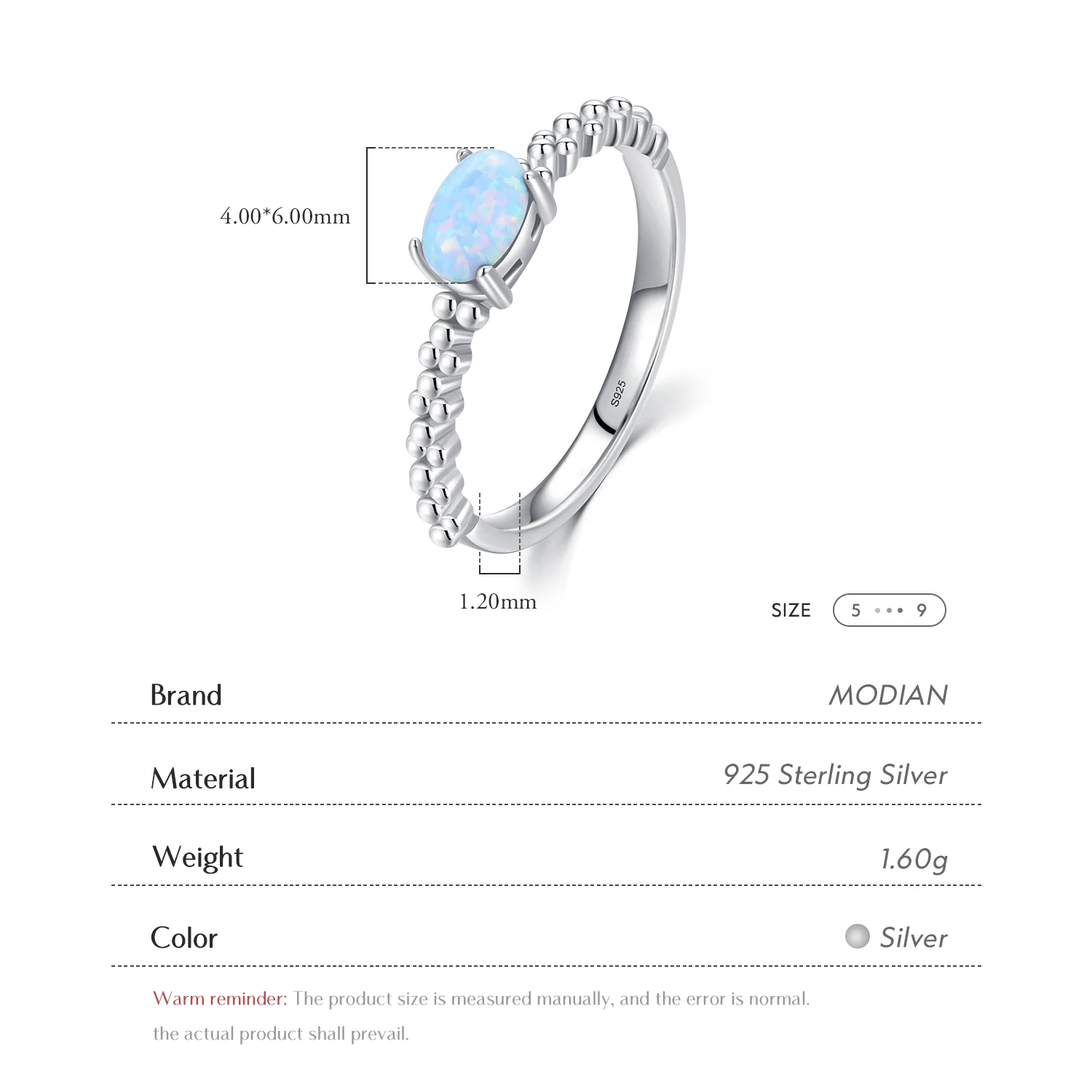 MODIAN Genuine 925 Sterling Silver Natural Oval Opals Original Design Finger Rings For Women Fashion Fine Jewelry Accessories