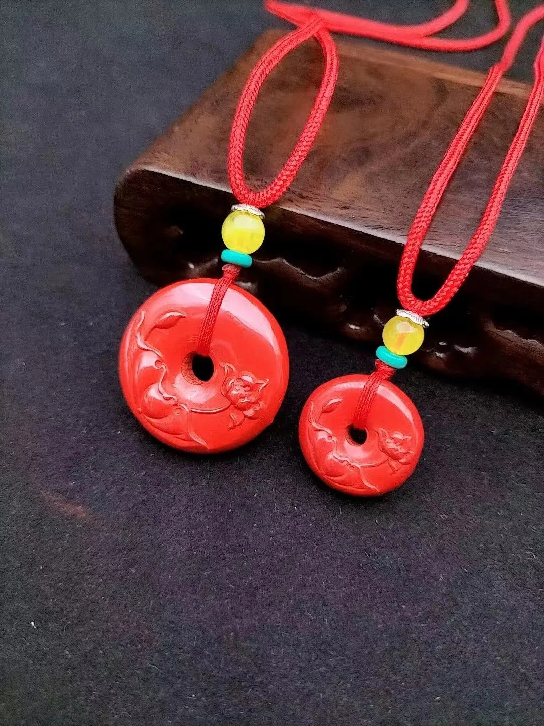 

Natural 100% real Red cinnabar jade carve Lotus Safety button bless peace pendant necklace jewellery for women men lucky gifts